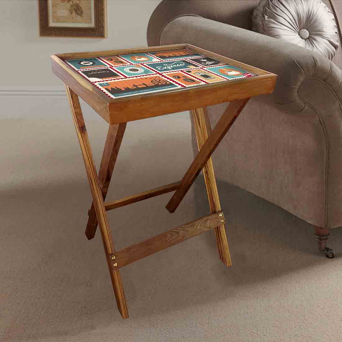 Folding Tray Table for Living Room Serving Snacks Tables - Express Coffee - Image 2