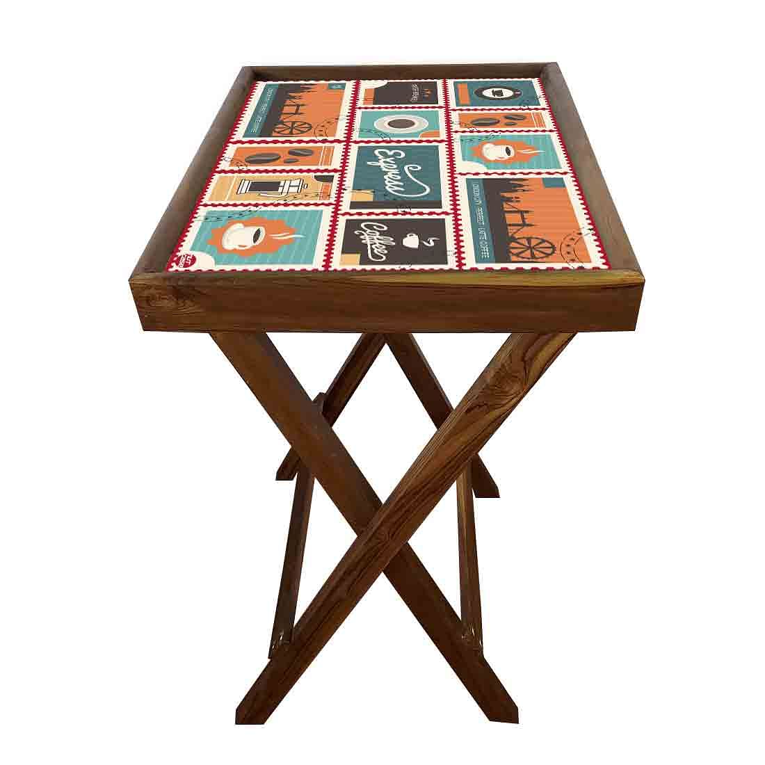 Folding Tray Table for Living Room Serving Snacks Tables - Express Coffee - Image 5