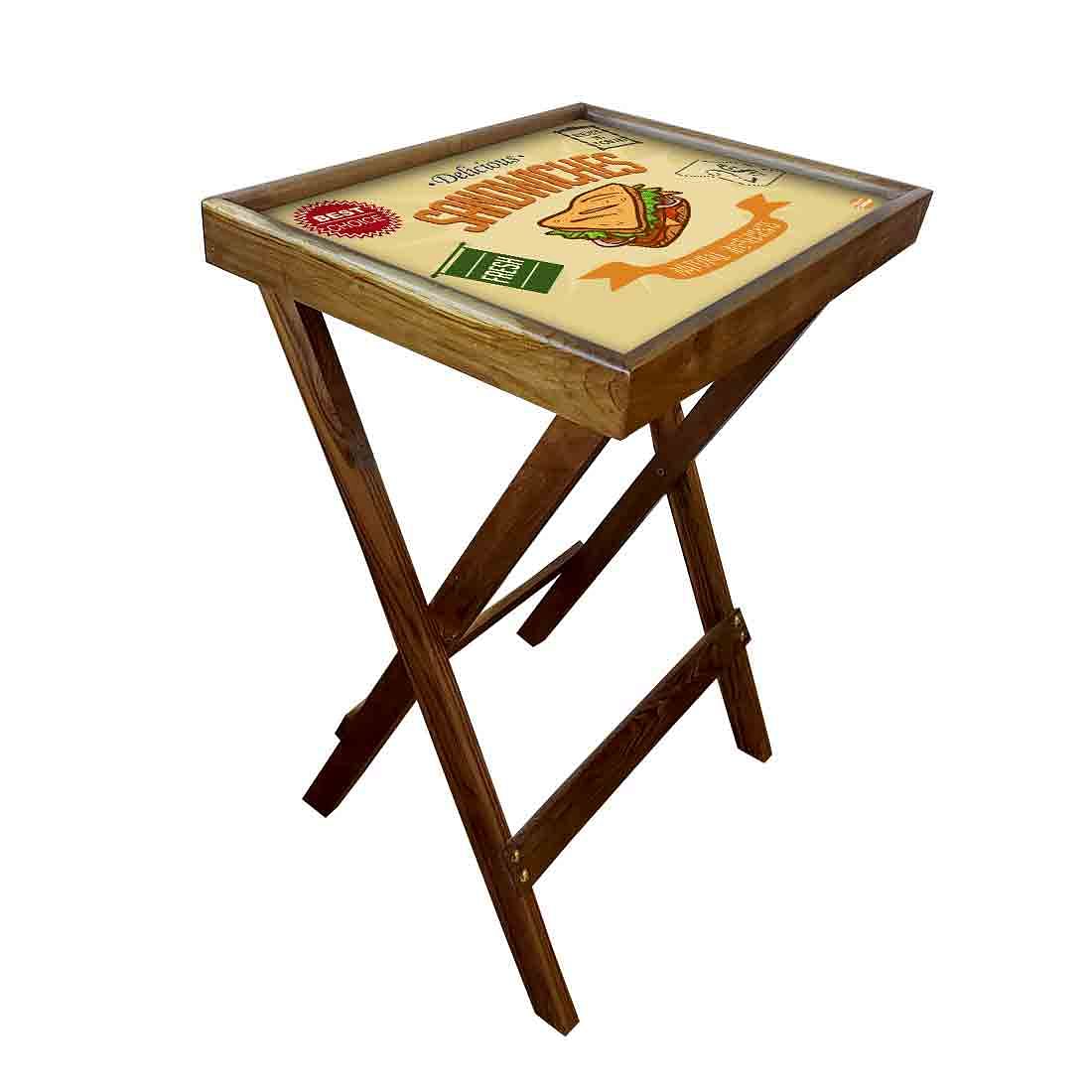 Wooden Folding Long Table for Serving Snacks Tables - Sandwiches - Image 2