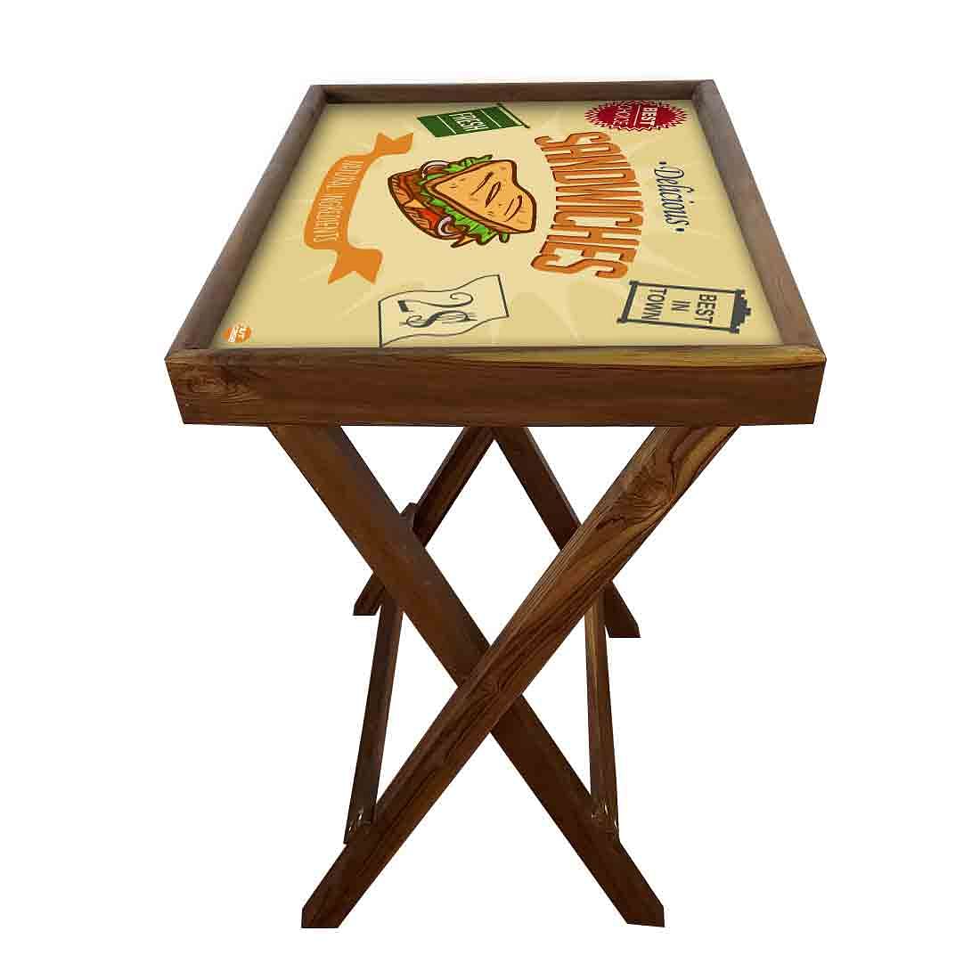 Wooden Folding Long Table for Serving Snacks Tables - Sandwiches - Image 5