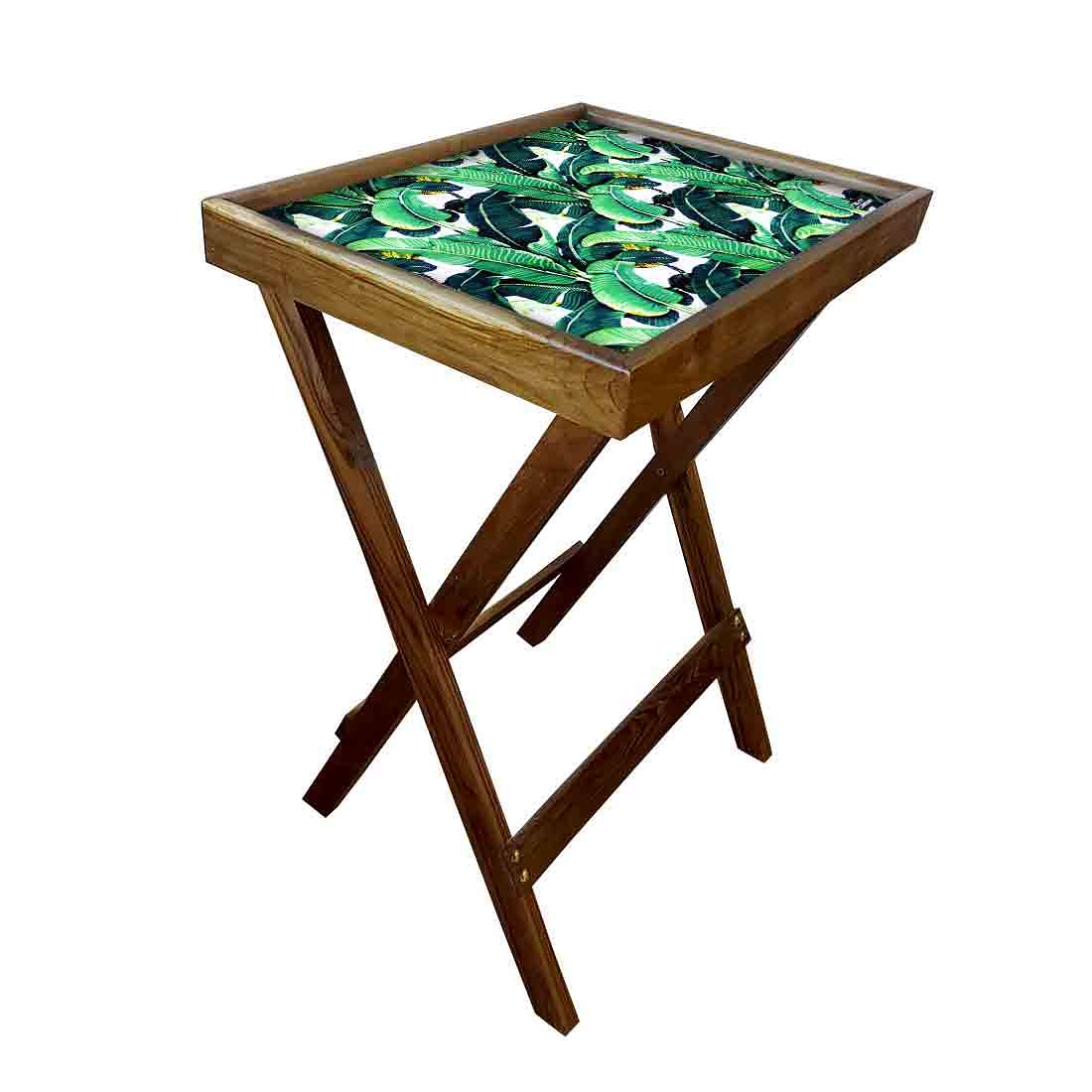 Nutcase Folding Patio Table Serving Side Tables for Living Room-Banana Leaves