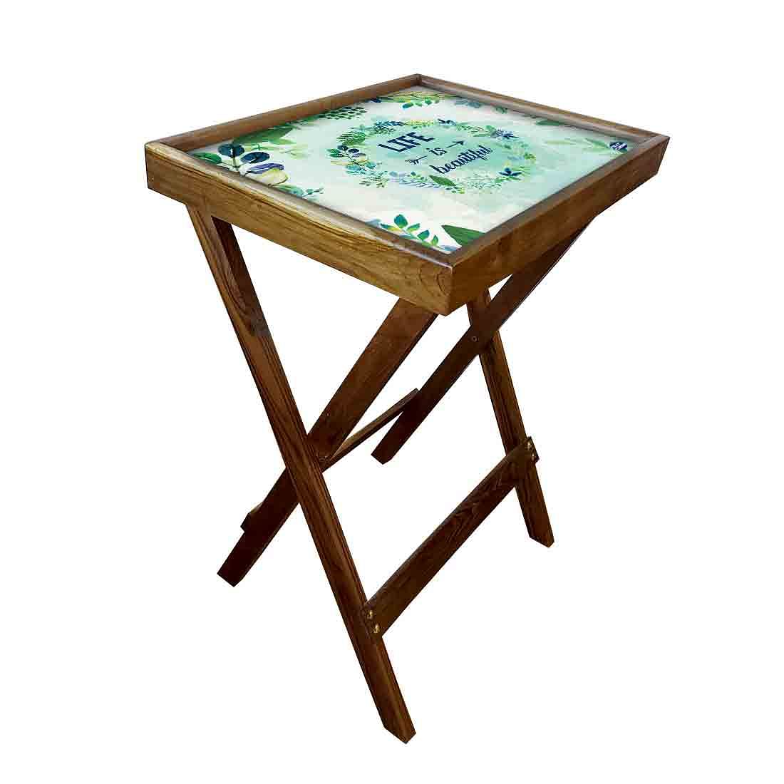 Wooden Patio Table Serving Side Tables for Living Room - Life is Beautiful