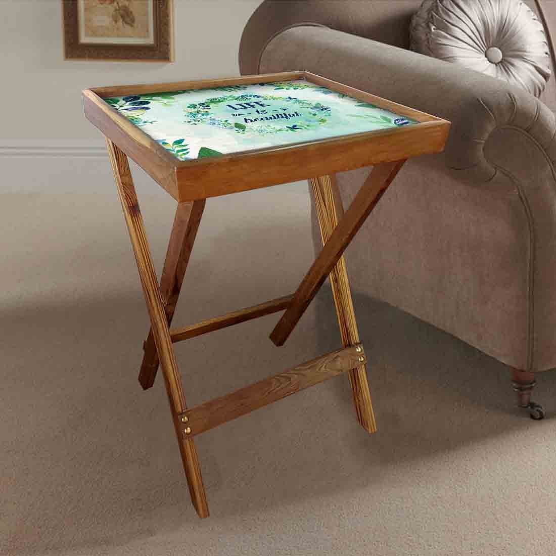 Wooden Patio Table Serving Side Tables for Living Room - Life is Beautiful - Image 2