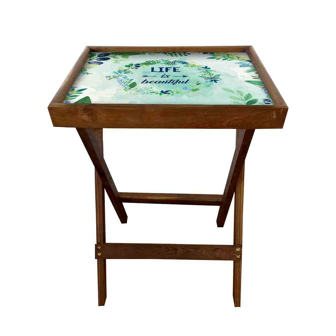 Wooden Patio Table Serving Side Tables for Living Room - Life is Beautiful - Image 3