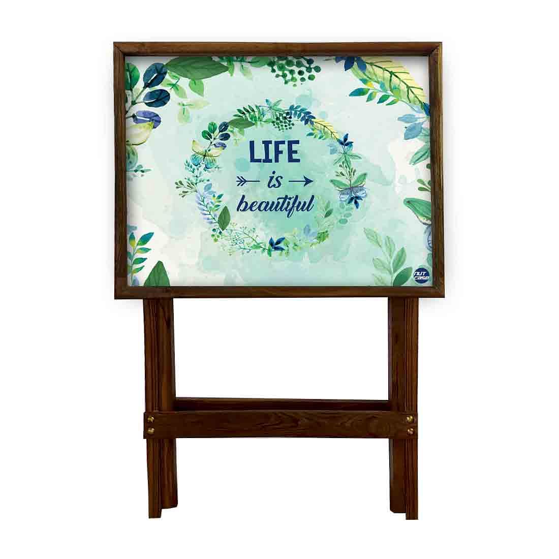 Wooden Patio Table Serving Side Tables for Living Room - Life is Beautiful - Image 4