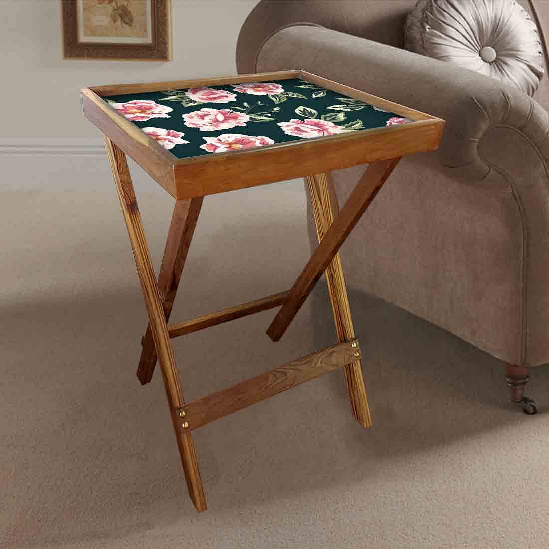 TV Trays Table Bar Snacks Serving Tables - Roses - Image 2
