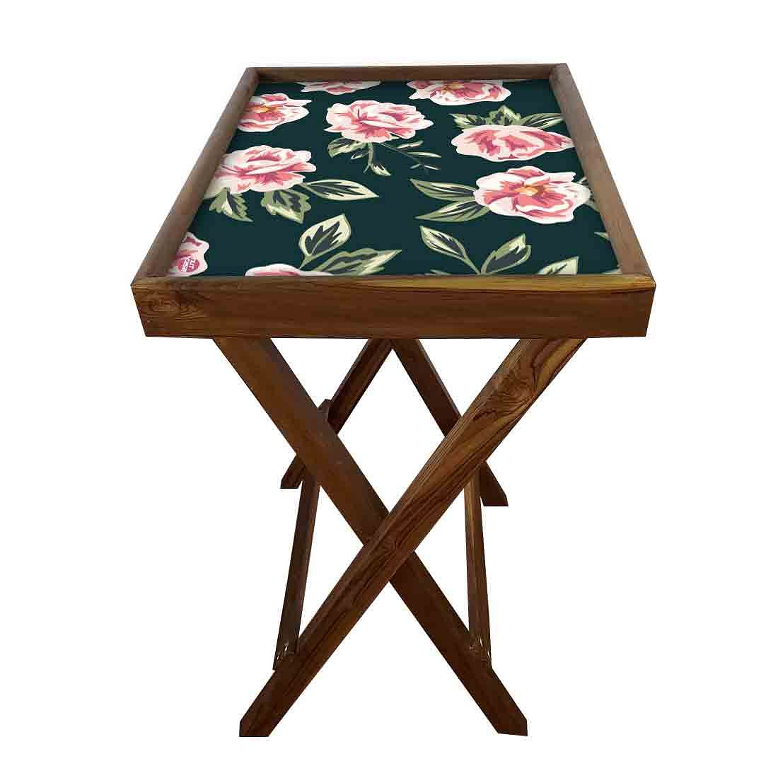 TV Trays Table Bar Snacks Serving Tables - Roses - Image 5