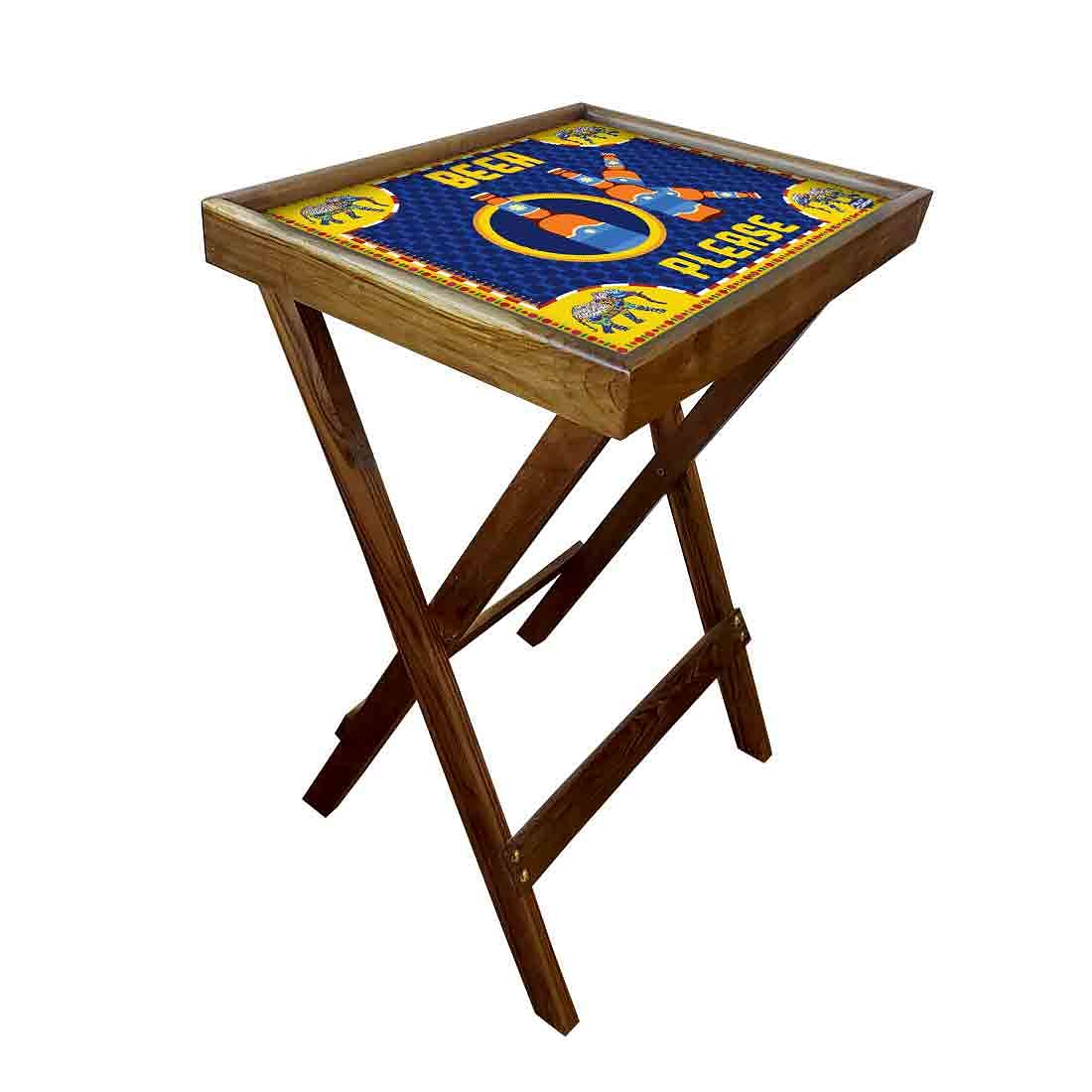 Folding TV Table for Living Room Bedroom Side Tables - Beer