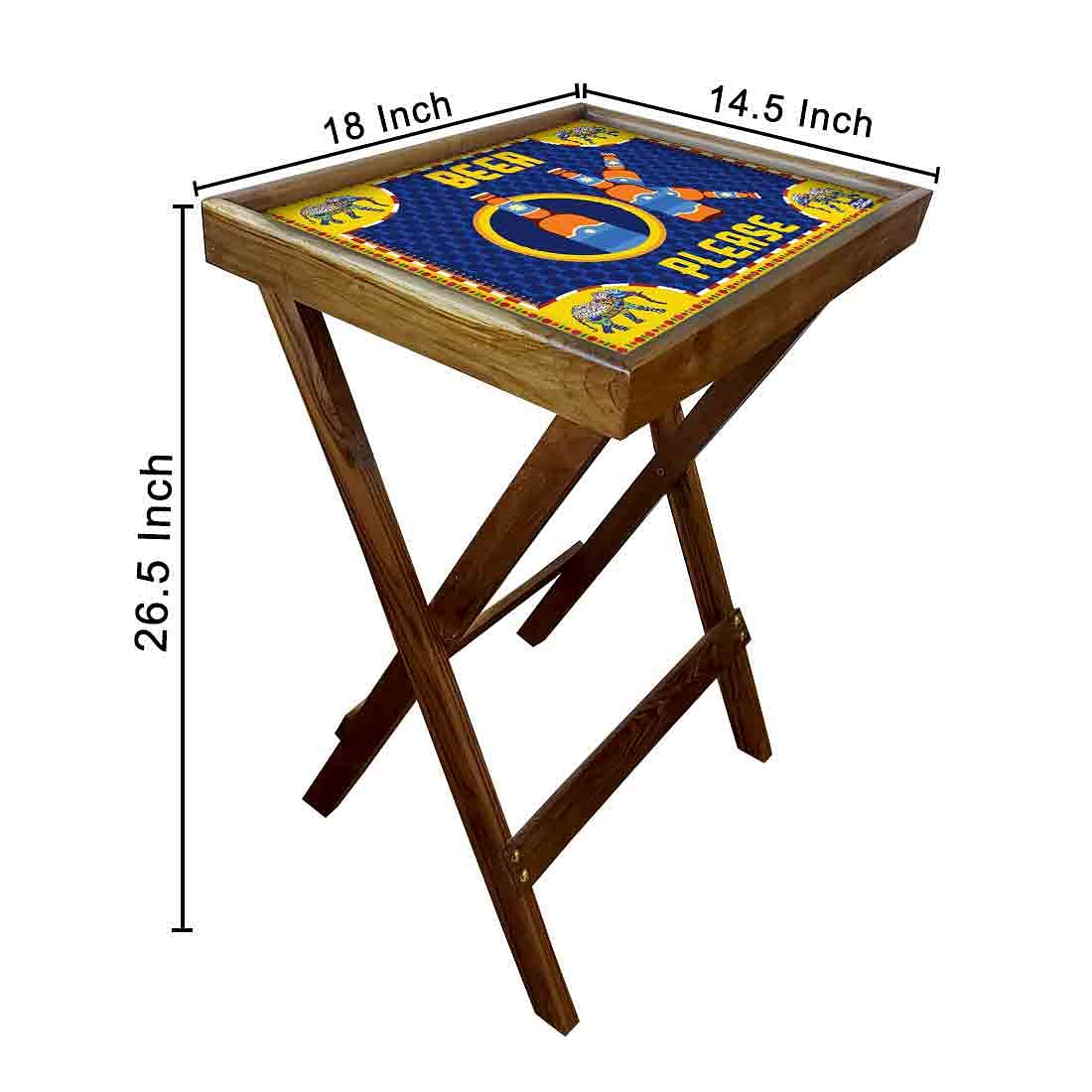 Folding TV Table for Living Room Bedroom Side Tables - Beer - Image 6