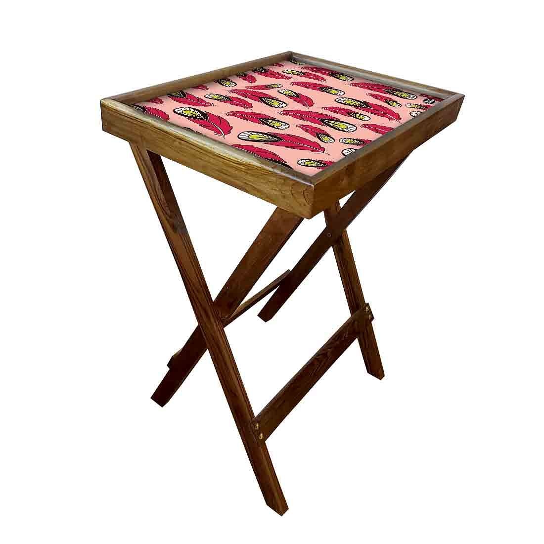 Folding Tray Serving Side Table for Living Room - Feathers