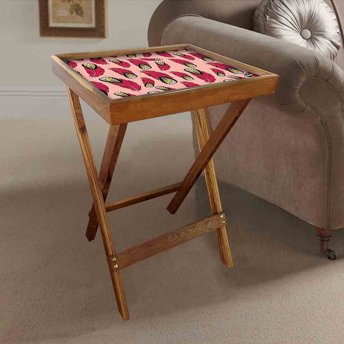 Folding Tray Serving Side Table for Living Room - Feathers - Image 2
