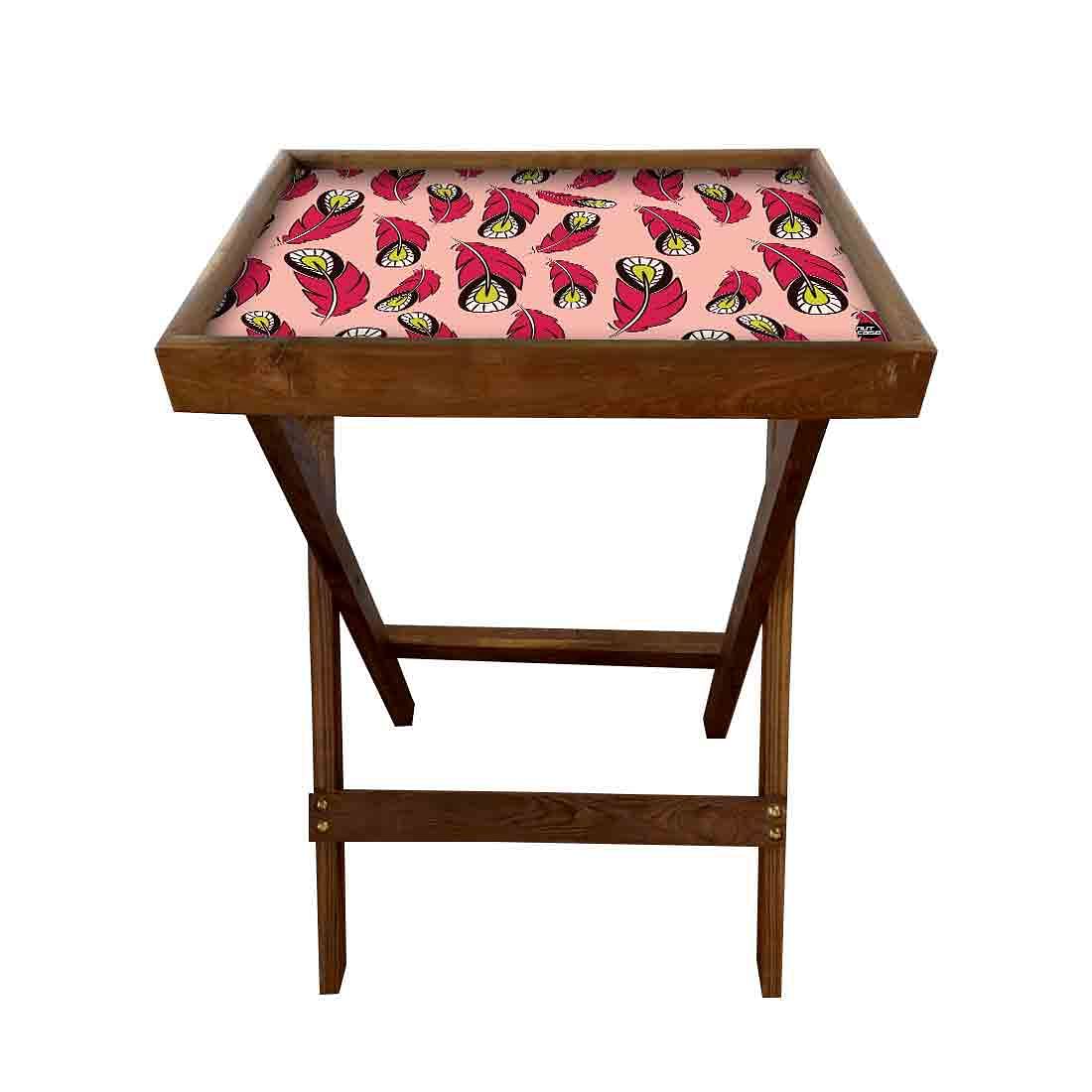Folding Tray Serving Side Table for Living Room - Feathers - Image 3
