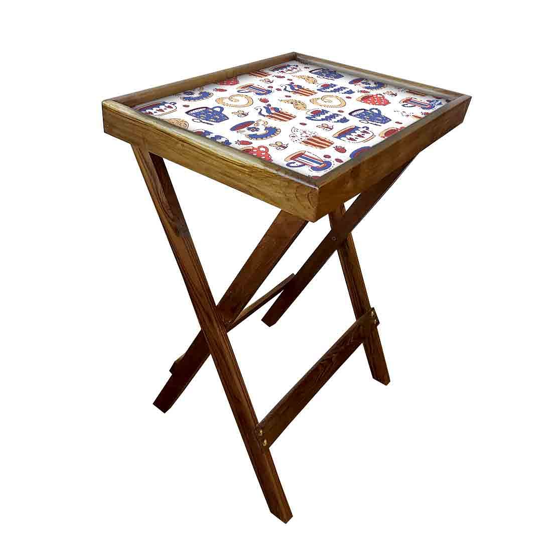 Wooden TV Tables for Eating Breakfast Serving Table - Snacks