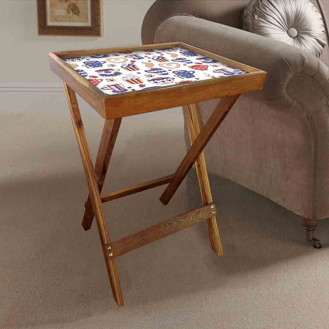 Wooden TV Tables for Eating Breakfast Serving Table - Snacks - Image 2