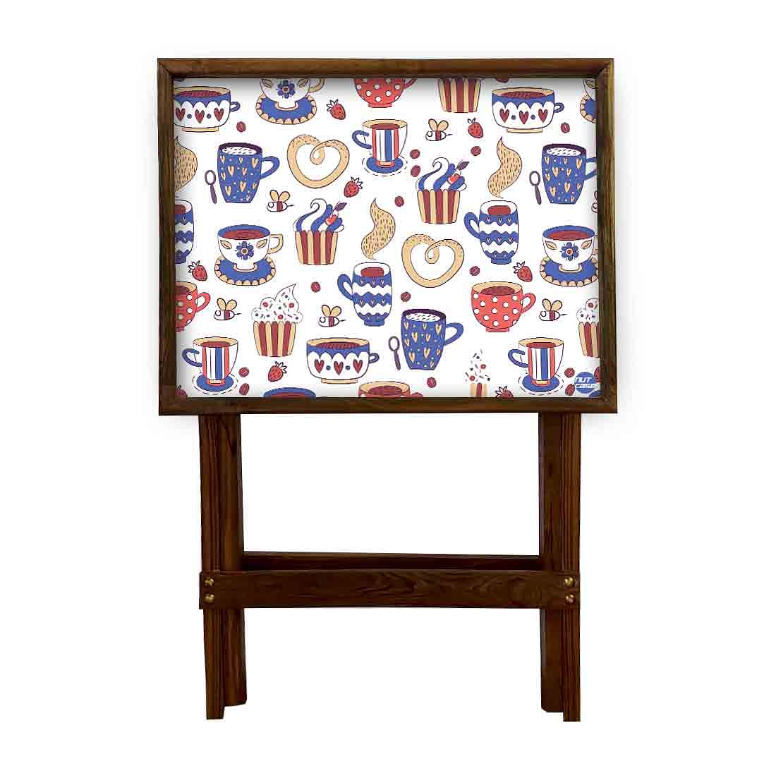 Wooden TV Tables for Eating Breakfast Serving Table - Snacks - Image 4