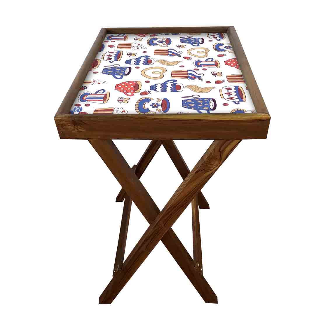 Wooden TV Tables for Eating Breakfast Serving Table - Snacks - Image 5