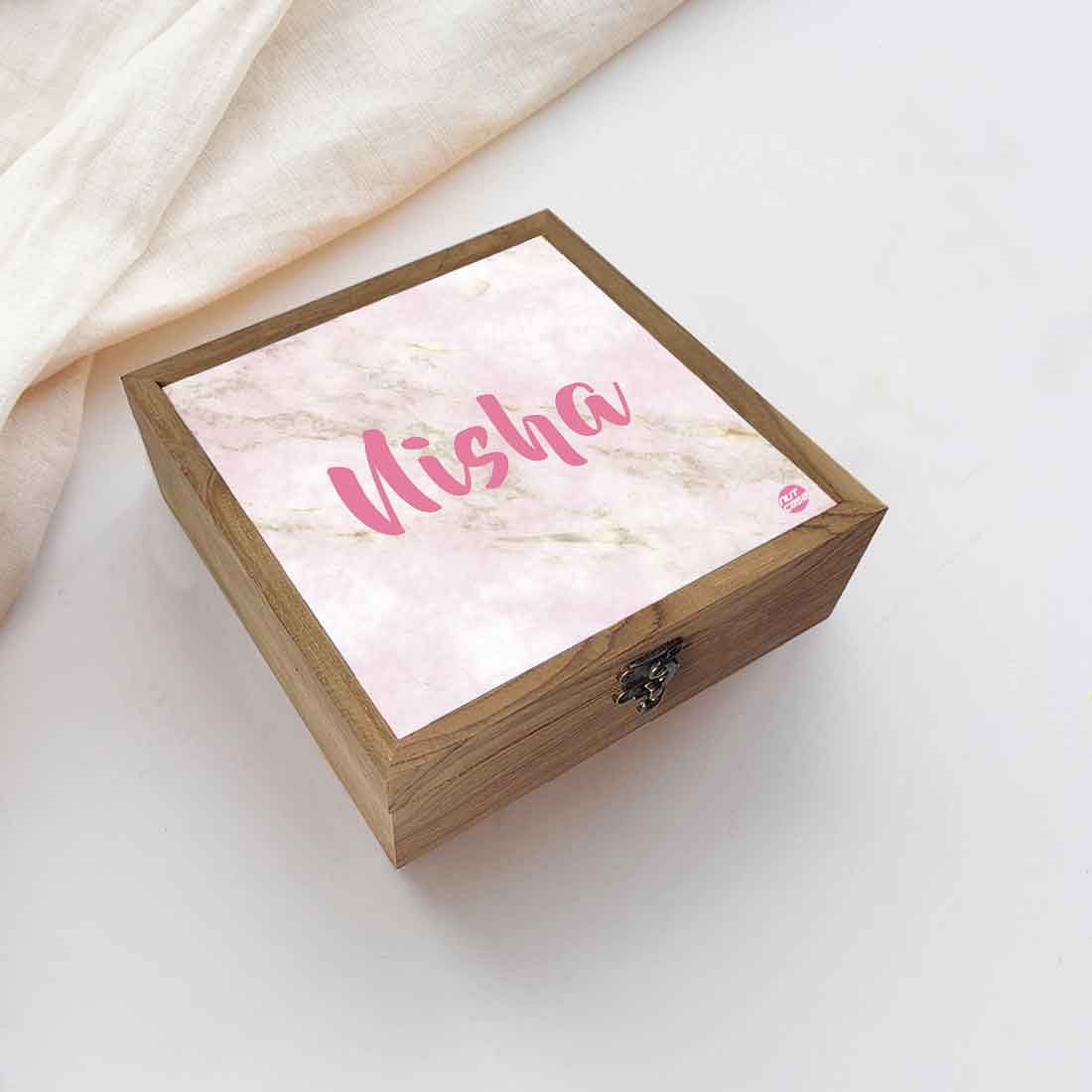 Customized Wooden Jewelry Box for Girls -  Pink Marble - Image 5