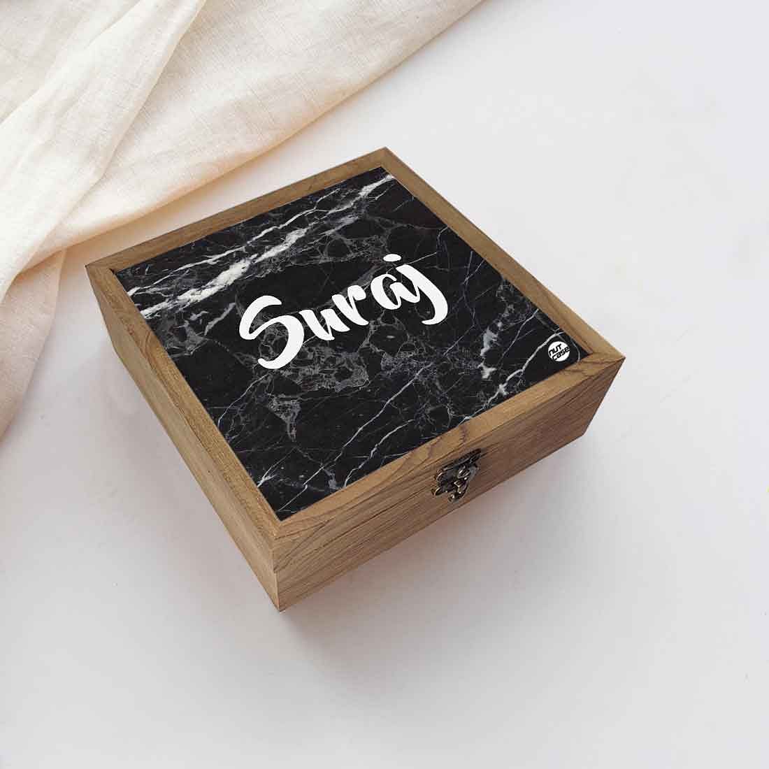 Personalized Jewellery Storage Box - Black Marble - Image 5