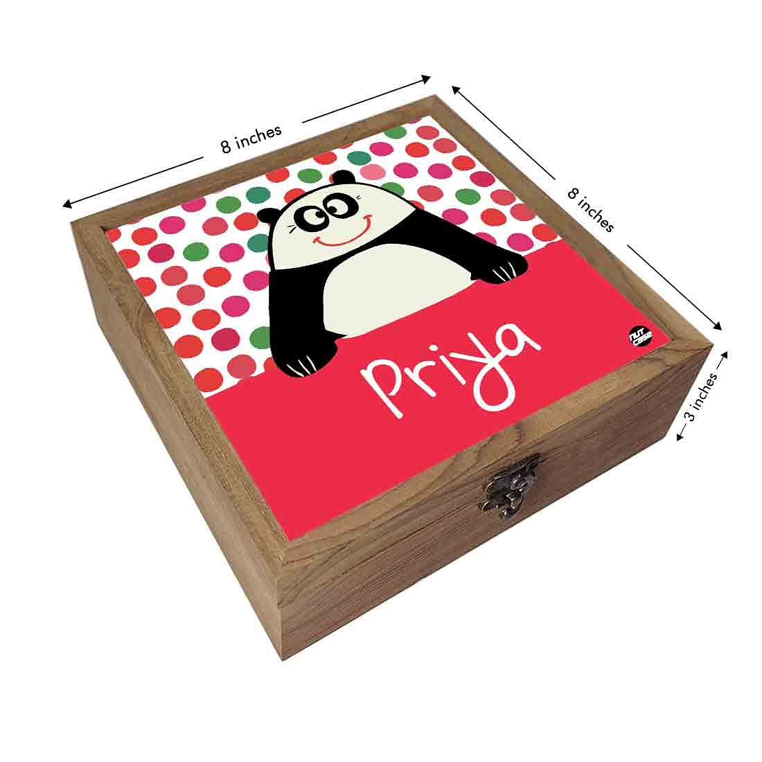 Personalized Jewellery Makeup Storage Box Wooden - Panda - Image 3