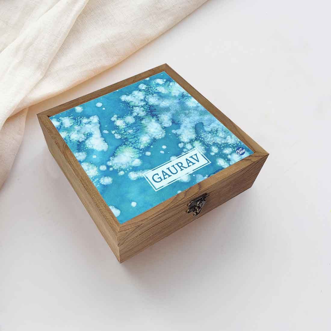 Jewellery Box With Name - Arctic Space Light Blue Watercolor - Image 5