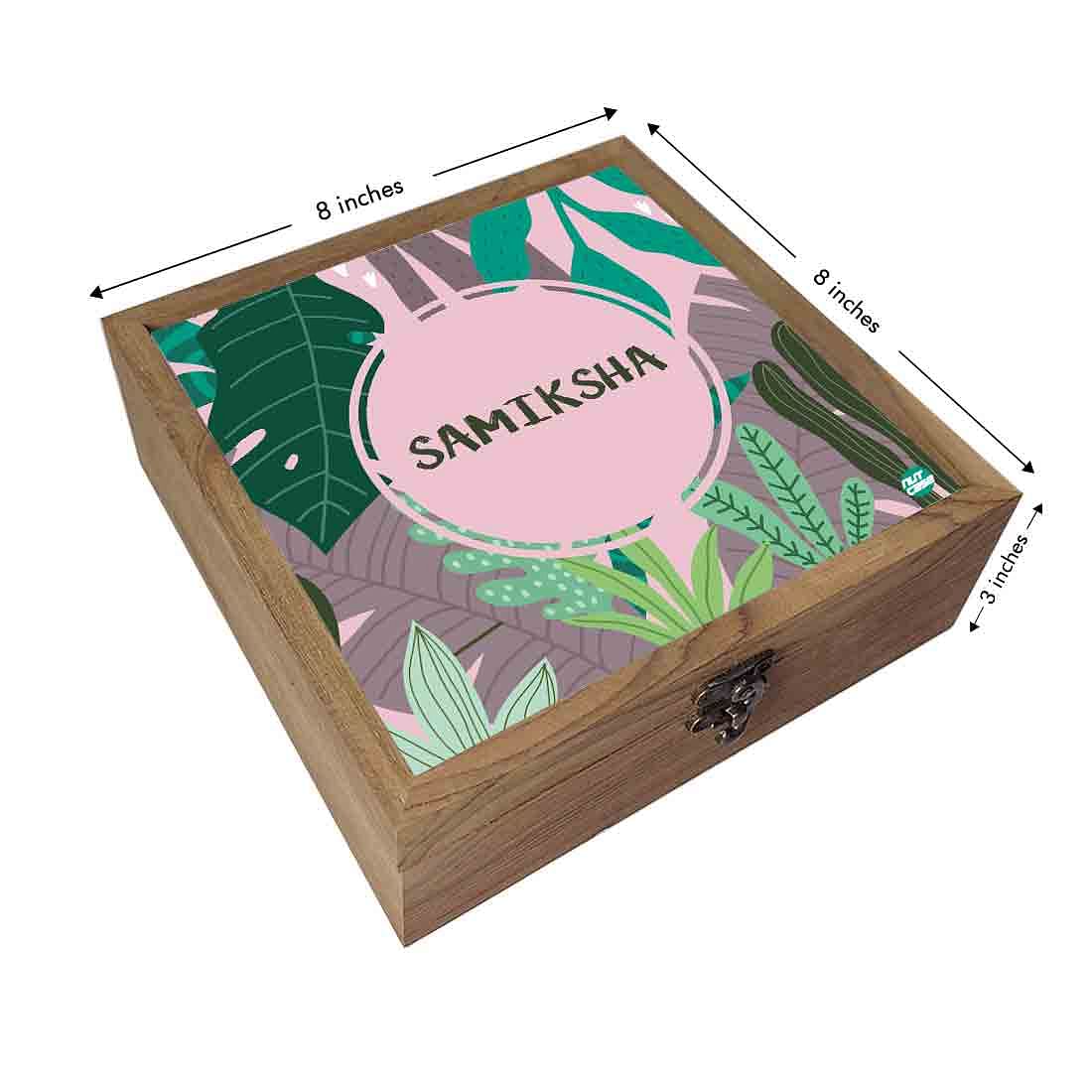 Personalised Wooden Jewelry Box Makeup Organizer - Tropical Vibes - Image 3