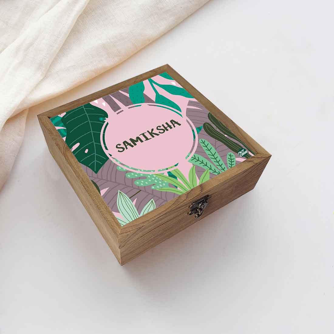 Personalised Wooden Jewelry Box Makeup Organizer - Tropical Vibes - Image 5