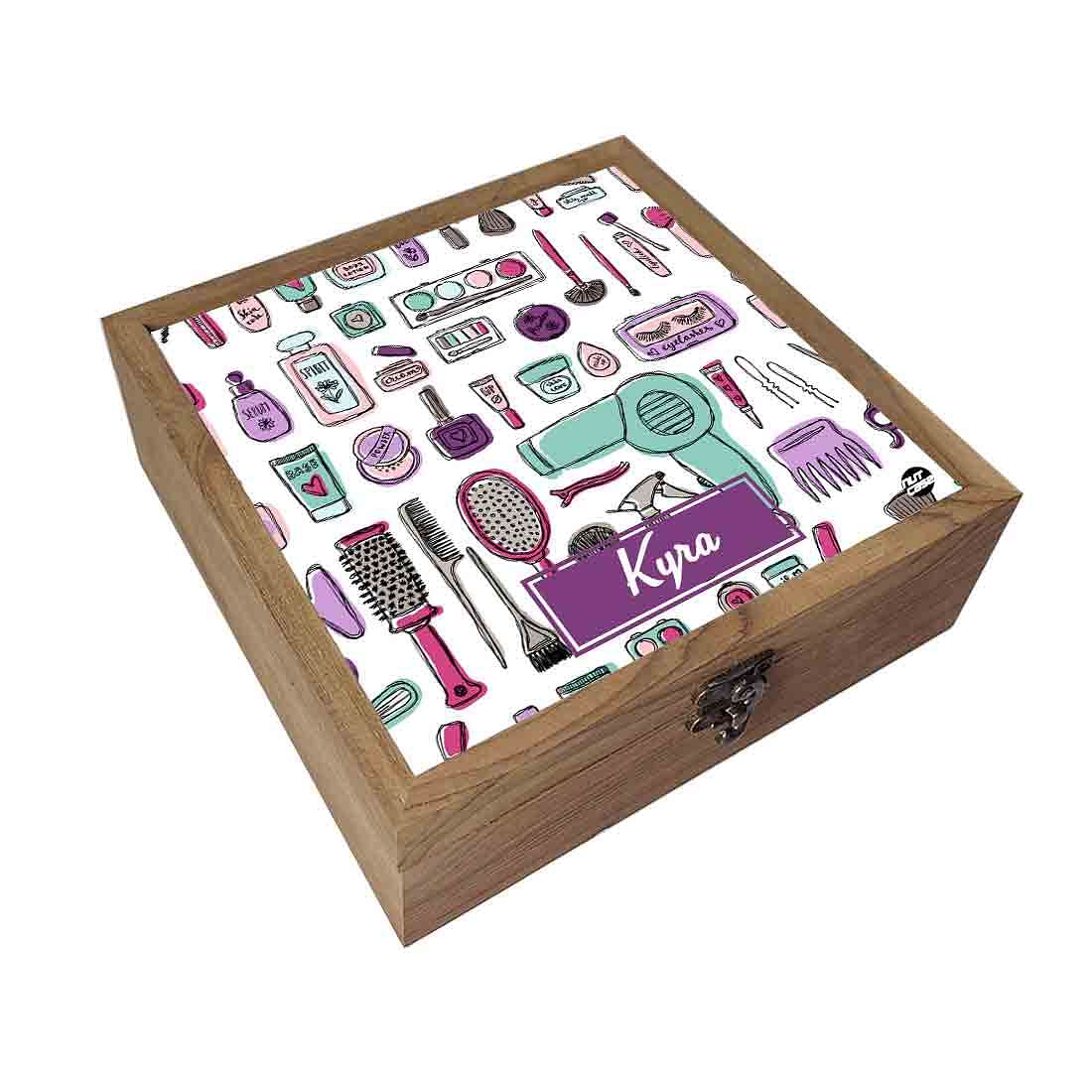 Personalized Wooden Jewellery Box for Women - Makeup Jewellery - Image 2