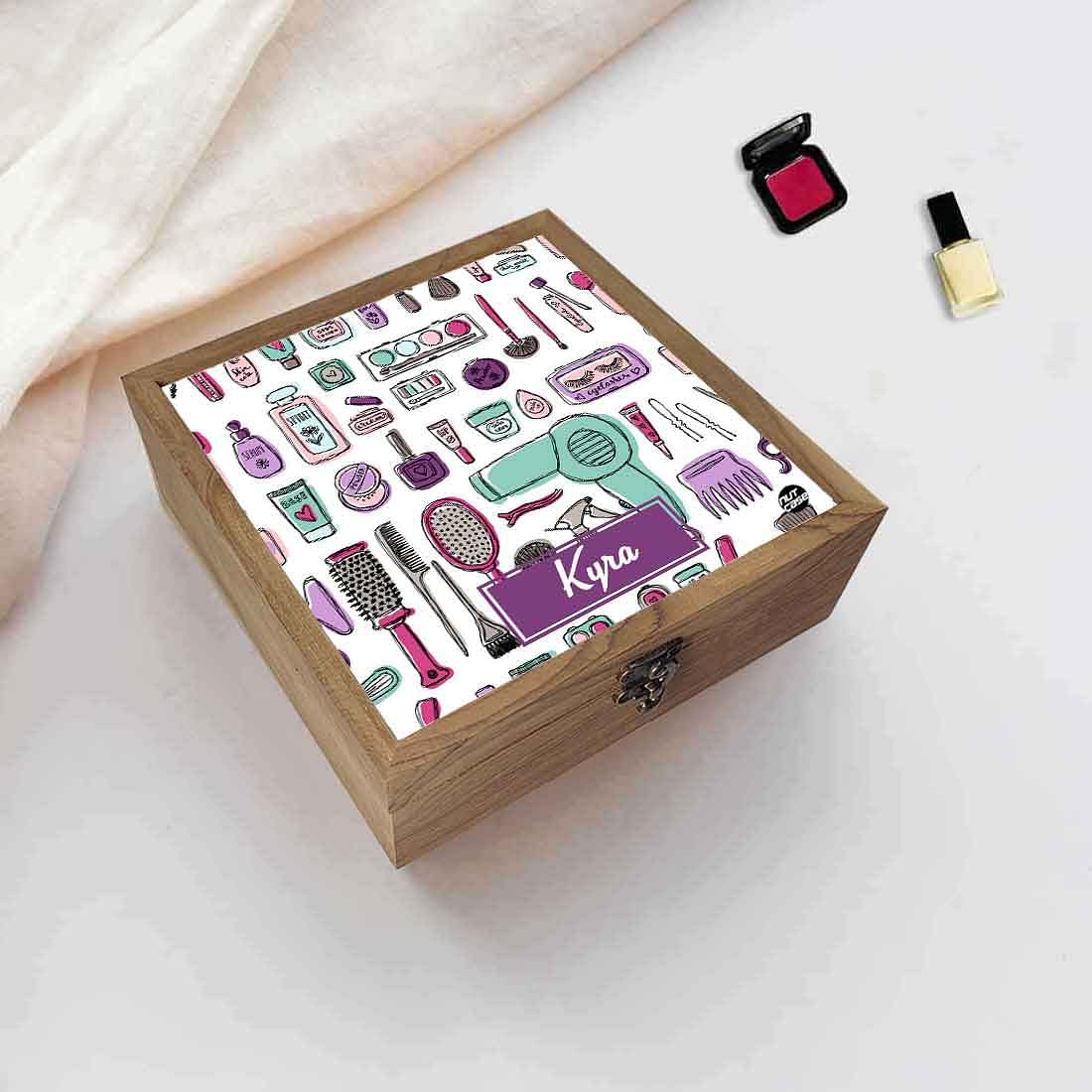 Personalized Wooden Jewellery Box for Women - Makeup Jewellery - Image 5
