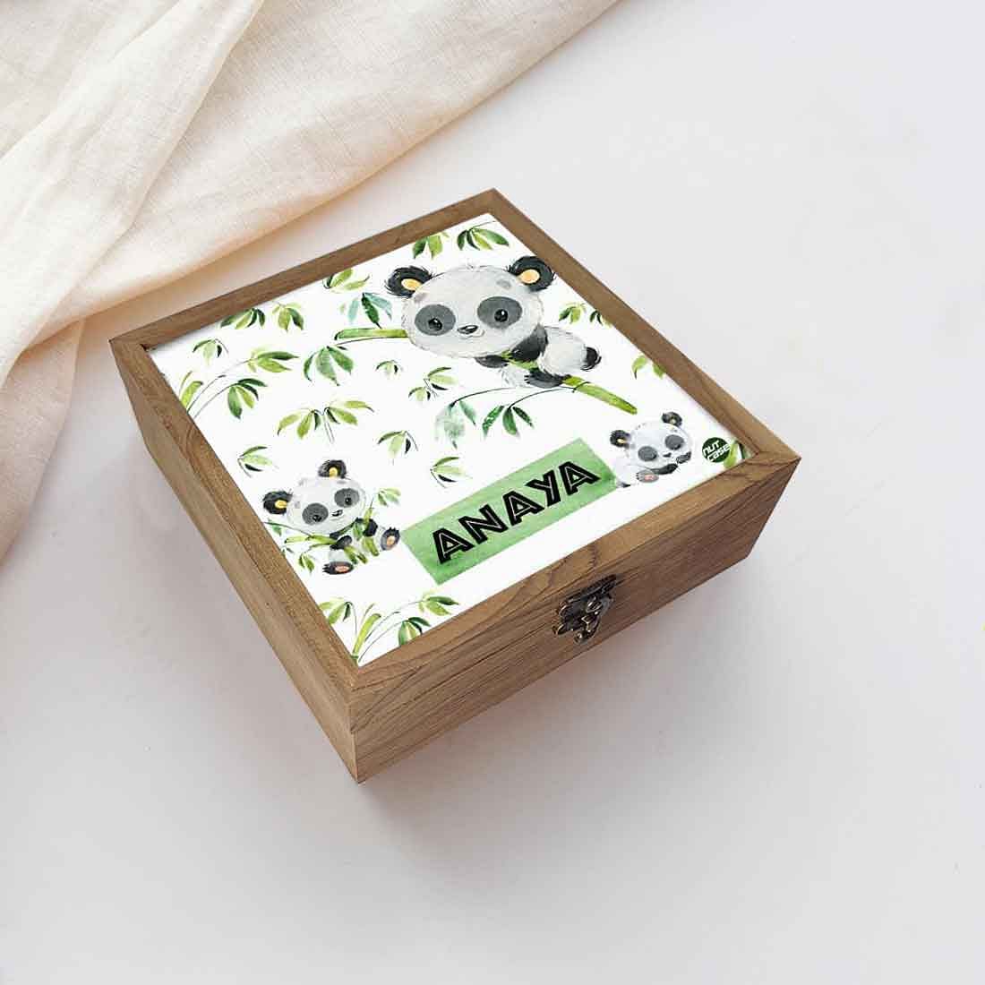 Personalized for Kids Wood Jewelry Storage - Cute Panda - Image 5