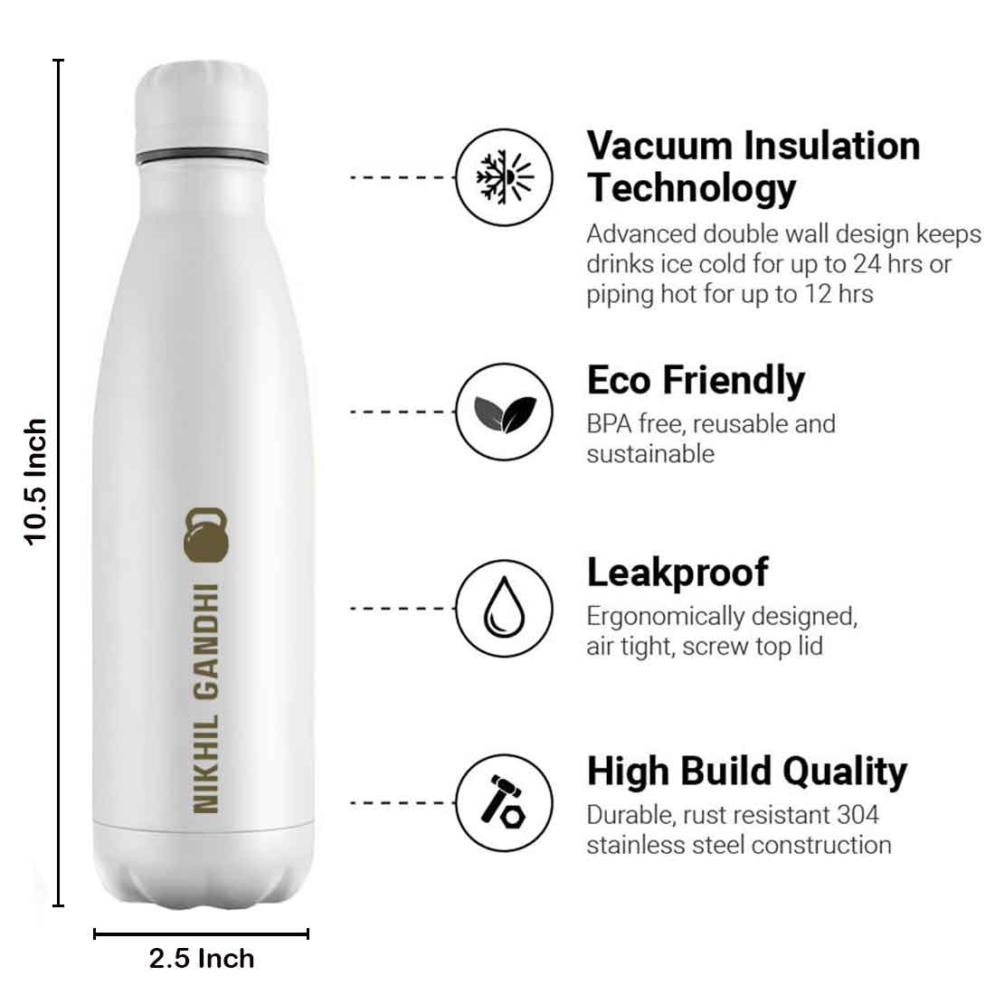 Customized Cola Shape Thermos Water Bottle Stainless Steel With Your Name - 500ml - Image 12