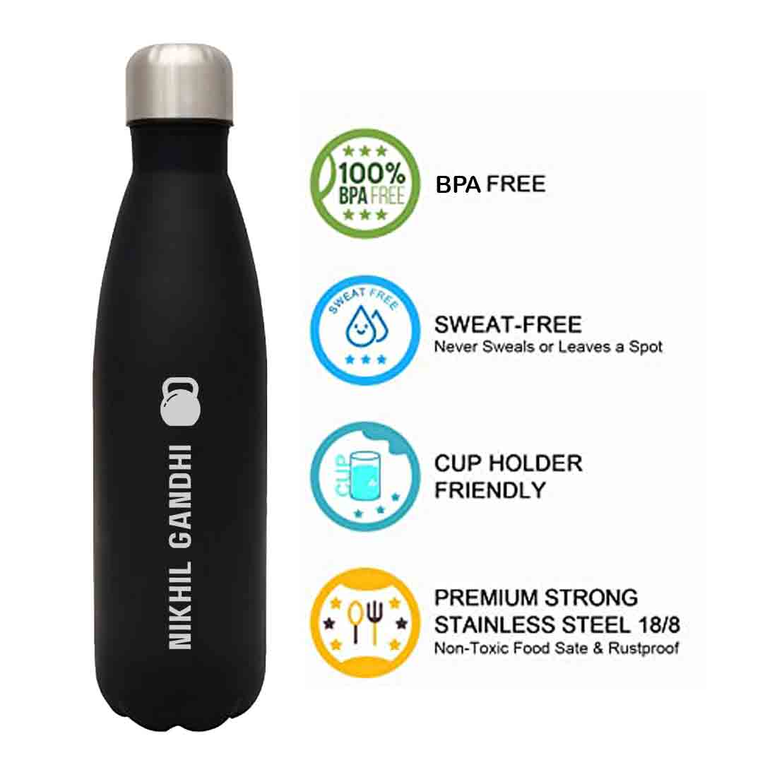 Customized Cola Shape Thermos Water Bottle Stainless Steel With Your Name - 500ml - Image 8