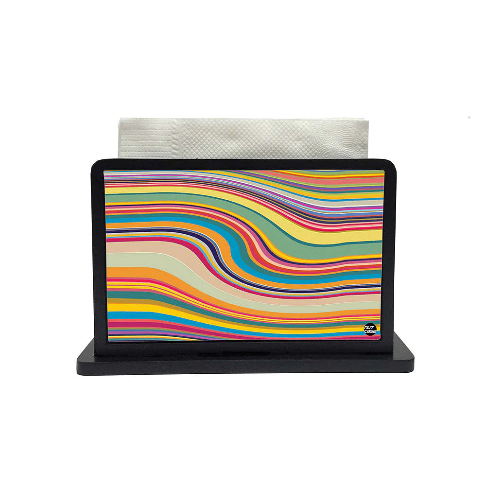 Tissue Holder Paper Napkin Stand - Colorful Waves Lines - Image 2