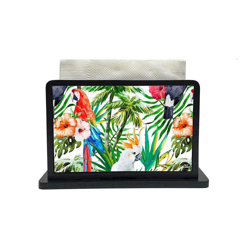 Tissue Holder Paper Napkin Stand - Parrots In Leaves - Image 2