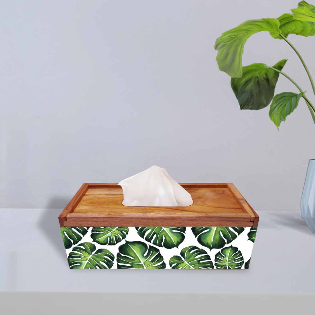 Designer Tissue Paper Dispenser Holder for Home Office - Monstera - Image 2