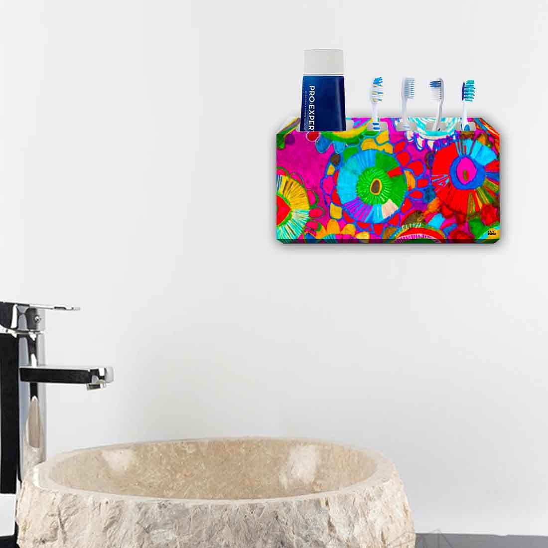 Toothbrush Holder Wall Mounted -Floral Stitch - Image 4