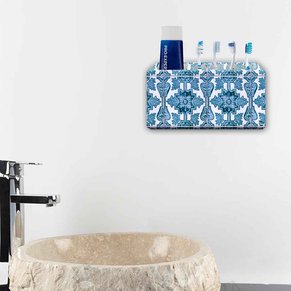 Toothbrush Holder Wall Mounted -Blue Tiles Pattern - Image 4
