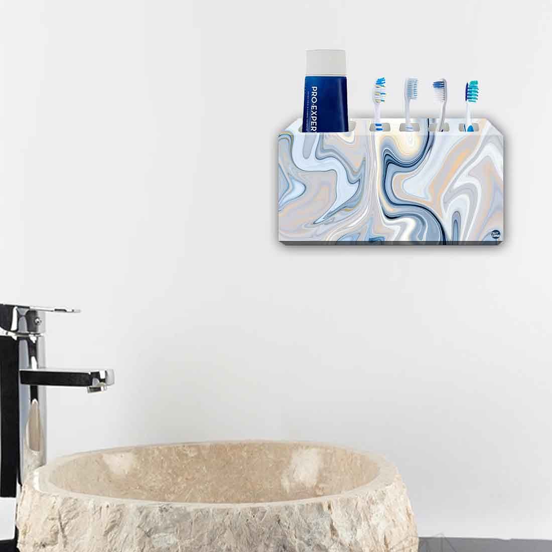 Toothbrush Holder Wall Mounted -Blue Swirls - Image 4