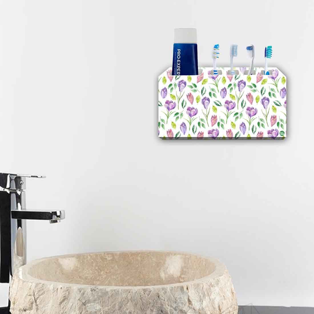 Toothbrush Holder Wall Mounted -Purple Flower - Image 4
