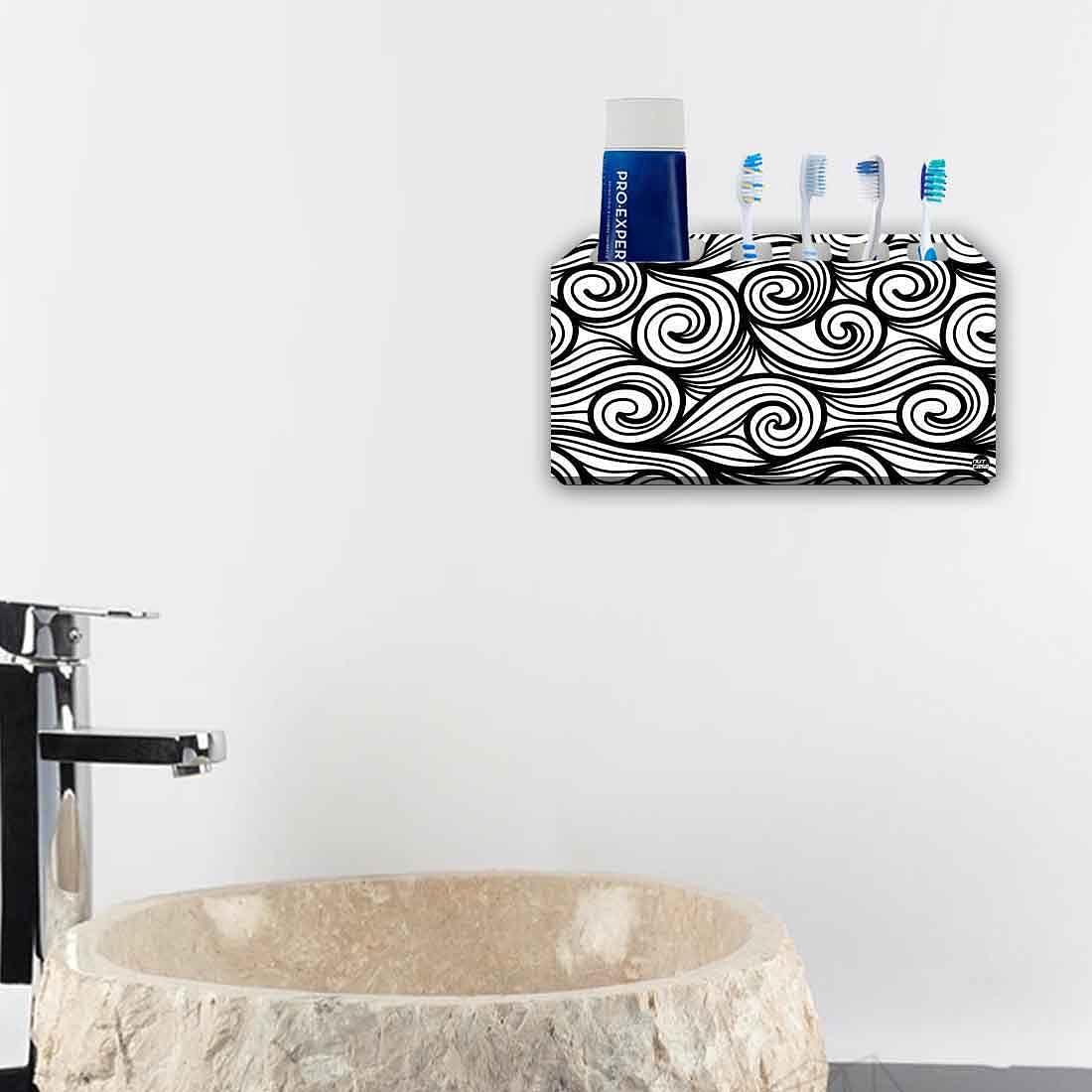 Toothbrush Organizer for Wall with Waves Pattern Printed - Image 4