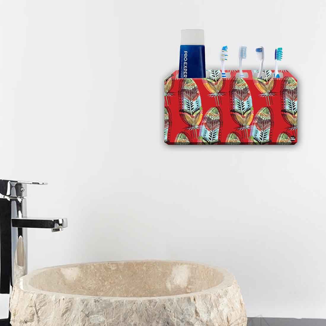 Wall Mounted Toothbrush Holder Stand Organizer-Blood Feathers - Image 4
