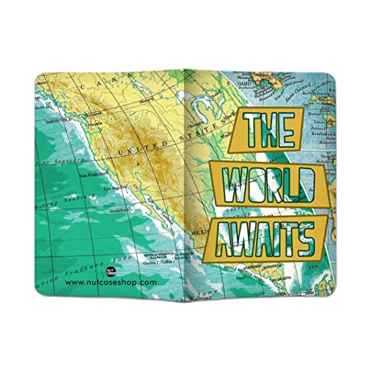 Designer Passport Cover - The World Awaits Map - Image 2