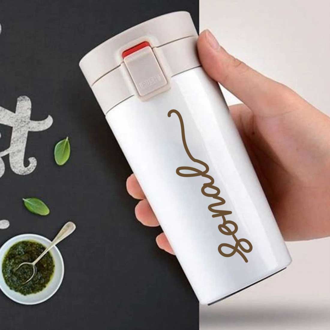 Personalized Travel Coffee Flask Sipper With Name Engraved Stainless Steel Flask (380 ML) - Add Name - Image 10