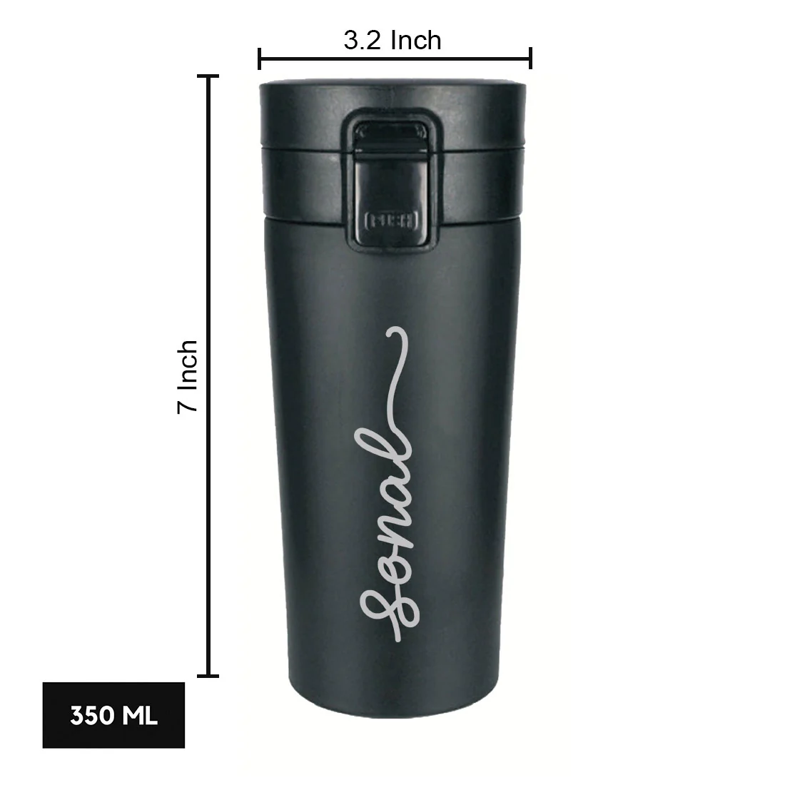 Personalized Travel Coffee Flask Sipper With Name Engraved Stainless Steel Flask (380 ML) - Add Name - Image 8