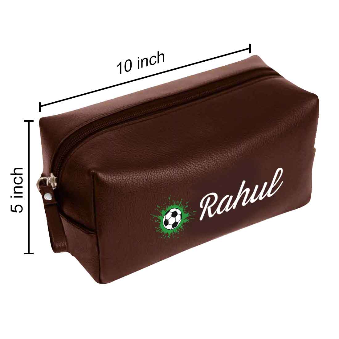 Travel Pouch Bag with Name - Premium Leather Pouch Organizer-FOOTBALL - Image 4