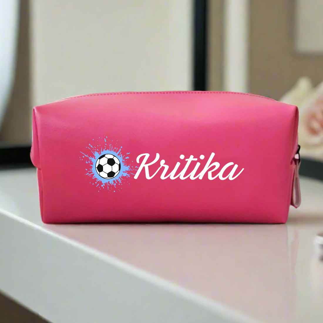 Travel Pouch Bag with Name - Premium Leather Pouch Organizer-FOOTBALL - Image 6