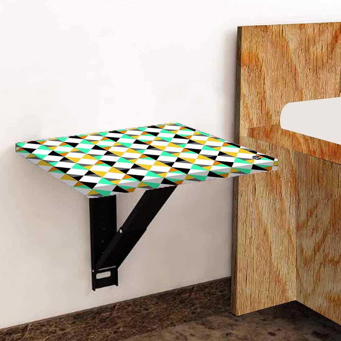 Folding Side Table for Bedroom - Colorful Diamond Pattern