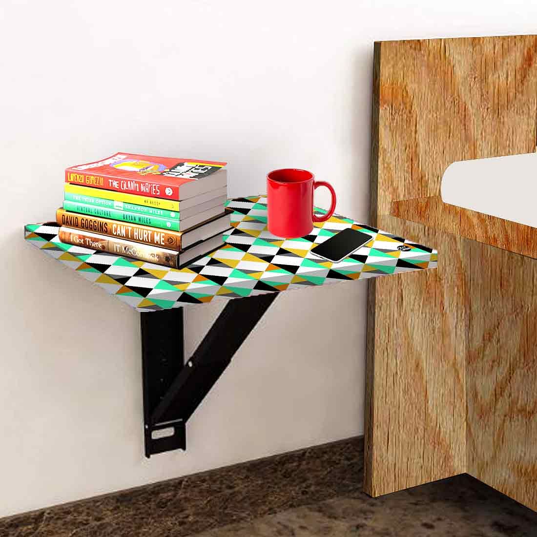Folding Side Table for Bedroom - Colorful Diamond Pattern - Image 3