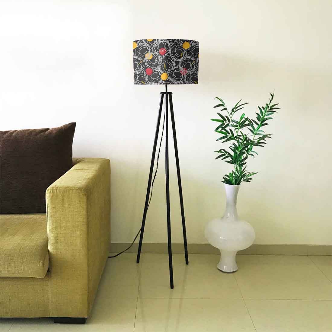 Tripod Floor Lamp Standing Light for Living Rooms -Gray Circles - Image 4