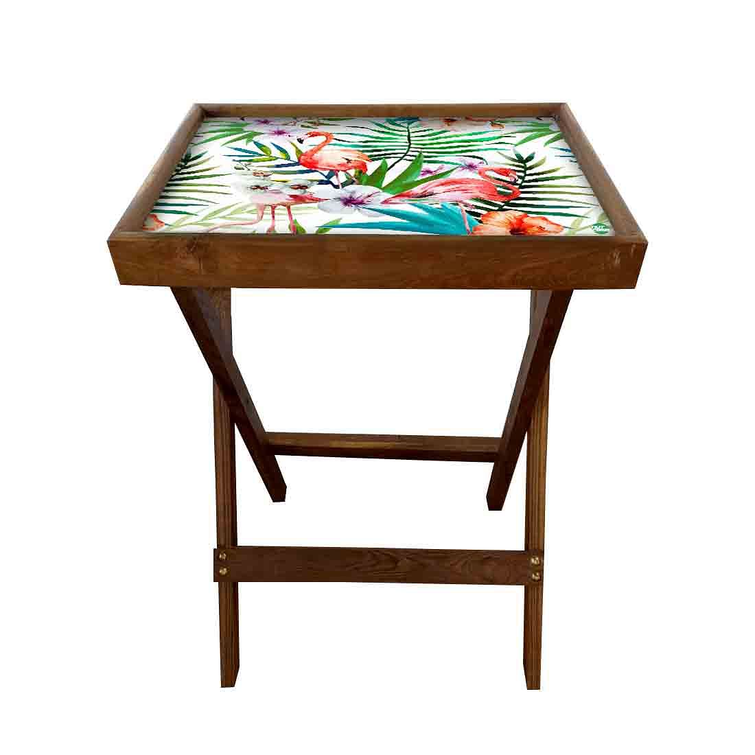 Folding Wooden TV Trays Serving Side Tables for Living Room - Swan - Image 2