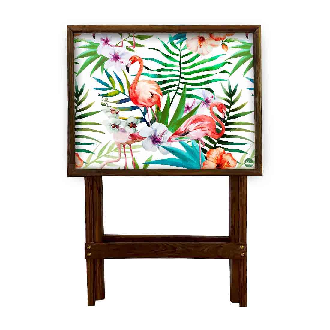 Folding Wooden TV Trays Serving Side Tables for Living Room - Swan - Image 3